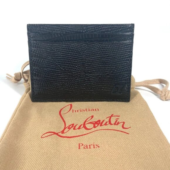 Christian Louboutin 3225316 M KIOS logo Pass Case Card Case Leather Black Unused - Picture 1 of 14